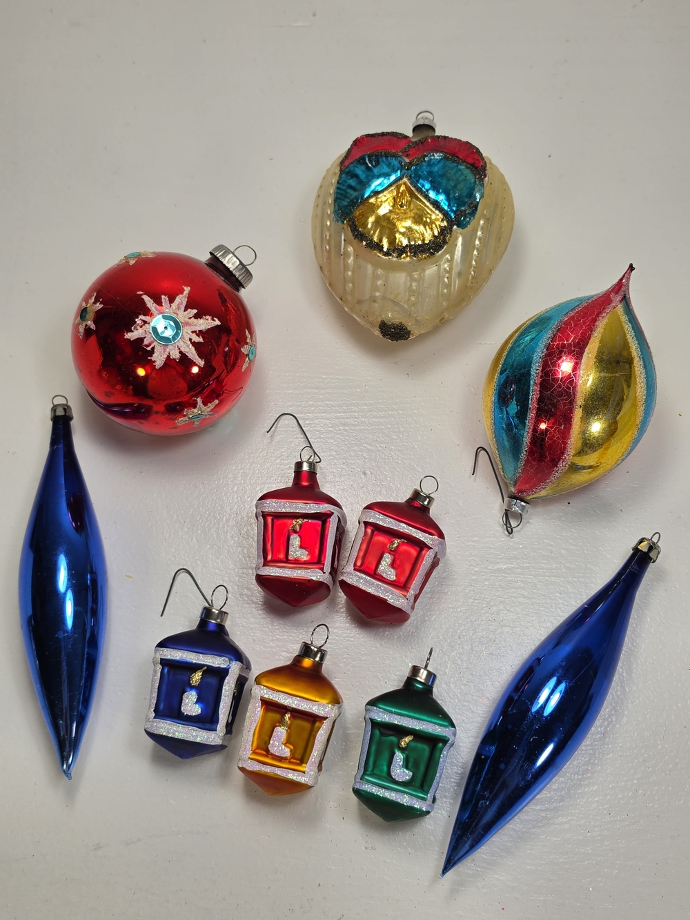 Vintage Mercury Multicolor Glass Holiday Ornament Set Christmas